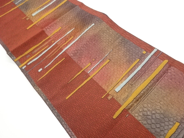 JAPANESE NAGOYA OBI / MATELASSE / WOVEN ABSTRACT STRIPE